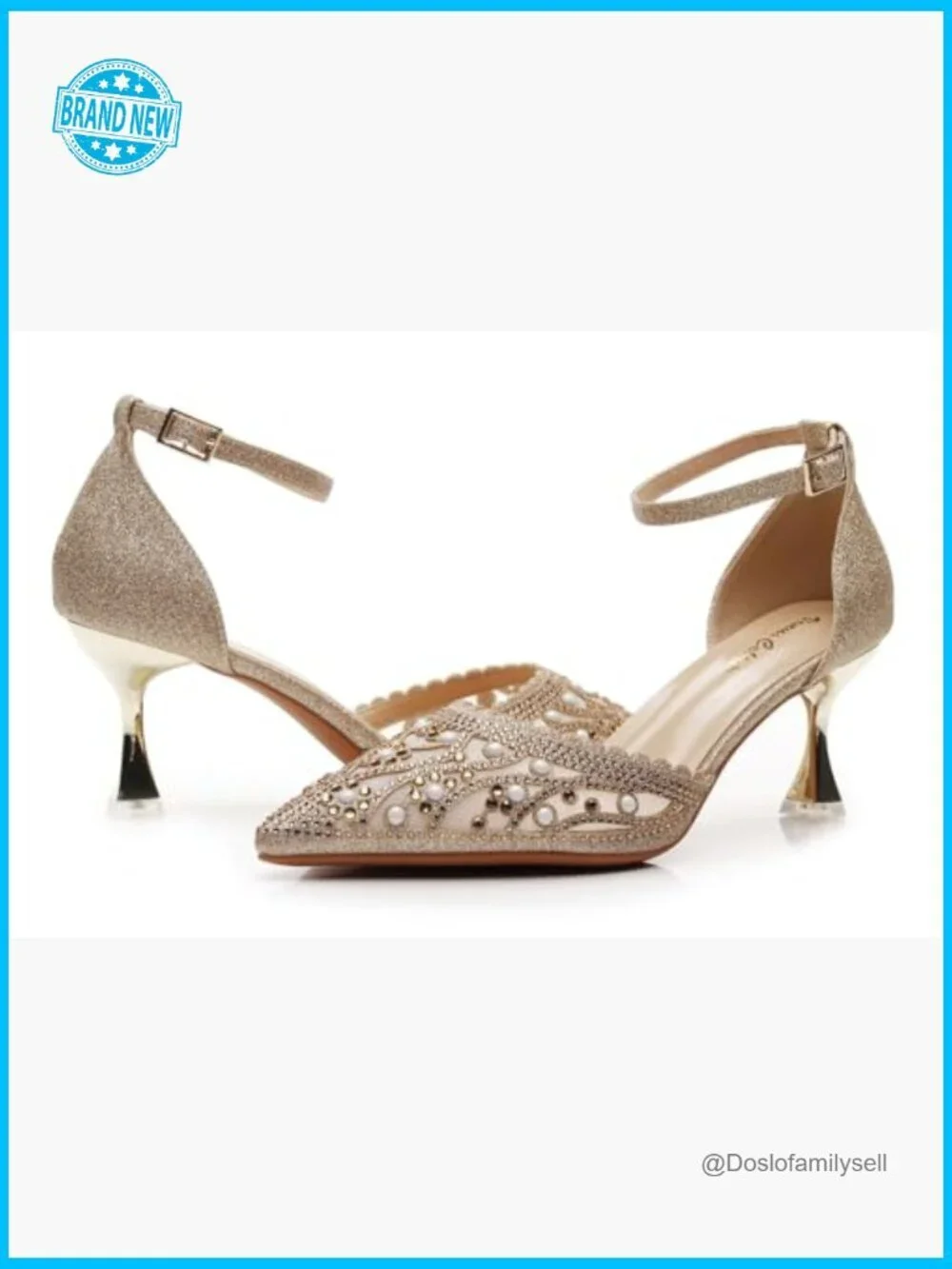 Stunning Slingback Pump Kitten Heel Studded Party Wedding Pointed Toe Adjustable